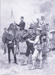 Typen japanischer Soldaten, Illustration aus Cassells Geschichte des Russisch-Japanischen Krieges Band 1, ca. 1900 von Ernest Prater