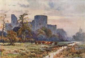 Pevensey Castle von den Wiesen von Ernest William Haslehust