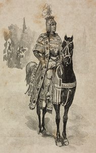 Herzog von Aosta Emanuele Filiberto von Savoyen im Kostüm von Umberto Biancamano beim Turnier in der Villa Borghese anlässlich der Silberhochzeit von Umberto I. und Margherita von Savoyen, Rom, Italien von Ernesto Mancastroppa