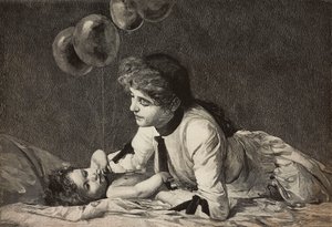 Niemand wird dich jemals so lieben wie ich, Mutter und Kind, Gravur von Ernesto Mancastroppa nach einem Gemälde von Raffaele Faccioli, aus L