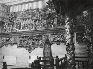 Kuangchou, Kuangtung, Kanton, Tempel des Medizin-Gottes, Reliefs im Hauptgericht von Ernst Boerschmann