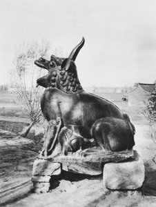 Taiyuanfu, Shansi, Bronzenes Einhorn, das den Fen-Fluss bewacht