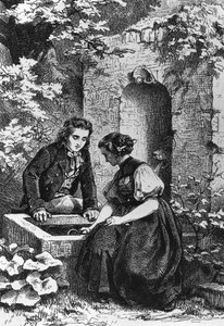 Hermann und Dorothea am Brunnen, Illustration für Hermann und Dorothea von Ernst Bosch