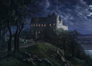 Burg Scharfenberg bei Nacht von Ernst Ferdinand Oehme