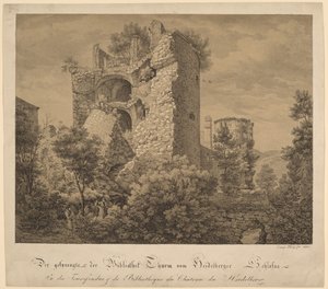 Der Gesprengte und der Bibliotheksturm des Heidelberger Schlosses von Ernst Fries