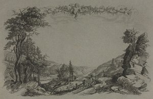 Sechs Ansichten des Heidelberger Schlosses: Deckblatt, Jagdszene von Ernst Fries