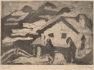 Almhütten im Nebel, 1920 von Ernst Ludwig Kirchner