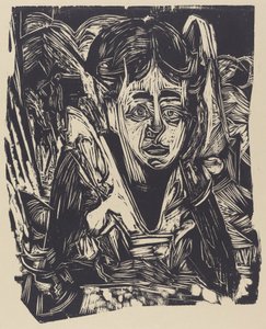 Mädchen träumend, 1918 von Ernst Ludwig Kirchner
