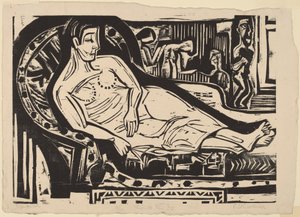 Frau, die auf einem Sofa liegt, 1926 von Ernst Ludwig Kirchner