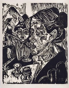 Bäuerin mit Knaben am Tisch (Frau Schmidt mit Sohn Martin) von Ernst Ludwig Kirchner