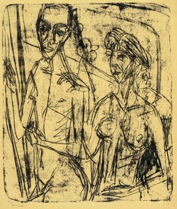 Paar im Zimmer, nackter Mann mit Frau von Ernst Ludwig Kirchner