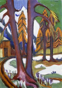 Berg-Vorfrühling mit Lärchen von Ernst Ludwig Kirchner