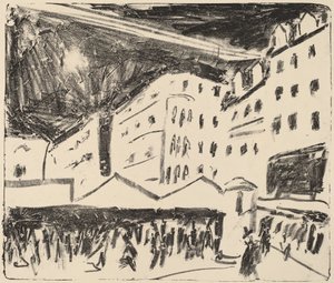 Alter Markt in Dresden mit Jahrmarkt von Ernst Ludwig Kirchner
