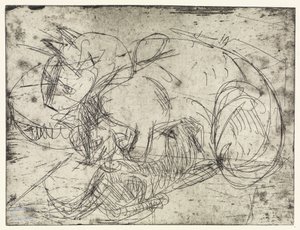 Säugende Katze (Hochformat) von Ernst Ludwig Kirchner