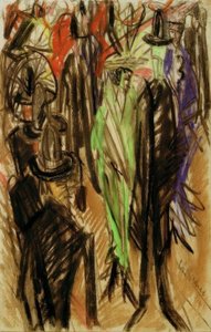 Straßenszene mit grüner Dame von Ernst Ludwig Kirchner