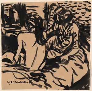 Zwei Nackte auf einem Bett (Isabella und ein jüngeres Mädchen) von Ernst Ludwig Kirchner