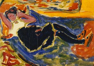 Frau mit schwarzen Strümpfen (Die Schwarze Grete), ca. 1908-09 von Ernst Ludwig Kirchner