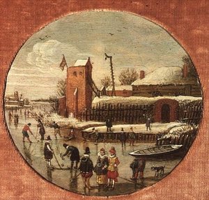 Winterlandschaft mit Schlittschuhläufern