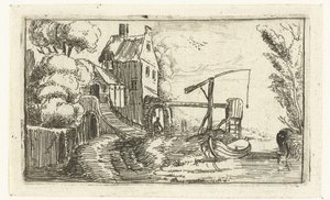 Haus oder Fabrik an einem Kanal