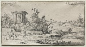 Landschaften: Landschaft mit Ruinen eines römischen Tempels