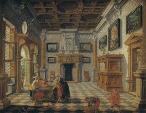 Prächtiges Renaissance-Interieur mit Tric-Trac-Spielern von Esaias van de Velde