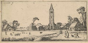 Landschaft mit Wiese und Dorfkirche von Esaias van de Velde I