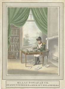 Karikatur von Napoleon in seinem Arbeitszimmer auf Elba von Esser Wijnand