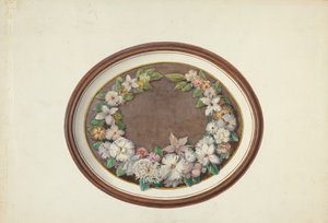 Ovaler Rahmen mit Federkranz von Esther Hansen and Edith Towner