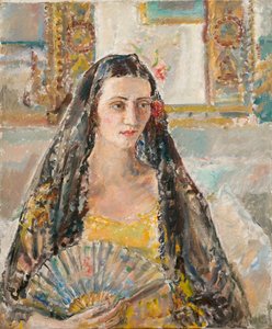 Dame mit einem Fächer, ausgestellt 1926 von Ethel Walker