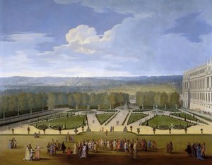 Ludwig XIV. und sein Hof bei einem Spaziergang in den Gärten von Versailles von Etienne Allegrain
