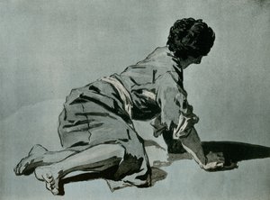 Studie eines hockenden Jungen auf dem Boden