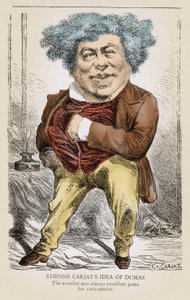 Porträt von Alexandre Dumas (1803-1870) Vater: Karikatur von Etienne Carjat. von Etienne Carjat