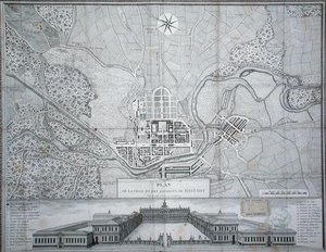 Karte der Stadt Rastatt, ihrer Umgebung und des Schlosses von Etienne Claude Voysard