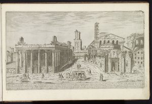 Ruine des Tempels von Antoninus und Faustina und des Tempels von Romulus am Forum Romanum von Etienne Duperac
