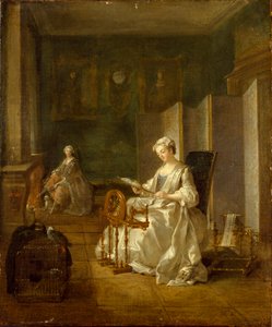 Innenraum mit zwei Frauen, späte 1730er-frühe 1740er Jahre