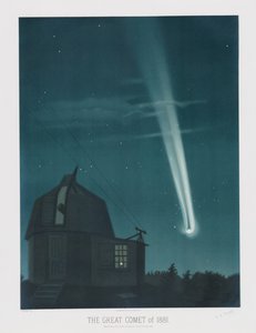 Der Große Komet von 1881, beobachtet in der Nacht vom 25. auf den 26. Juni, um 1:30 Uhr, aus The Trouvelot Astronomical Drawings 1881, veröffentlicht 1881 von Étienne Léopold Trouvelot