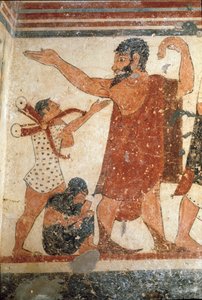 Ein Charakter, möglicherweise der Schiedsrichter des Kampfes (Detail) von Etruscan