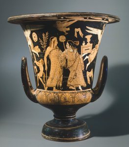 Kelchkrater von dem Nazzano-Maler. Rotfigurige Keramik. Etruskische Zivilisation, 4. Jahrhundert v. Chr.