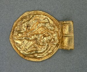 Geprägter Bulla-Anhänger. Etruskische Zivilisation, 4. Jahrhundert v. Chr. von Etruscan