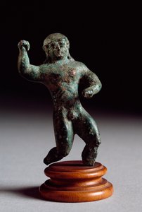 Etruskische Kunst: Bronzestatuette eines Athleten aus der Veneziana Fonte. 520-500 v. Chr. Dim. 6 cm Florenz, Archäologisches Museum von Etruscan