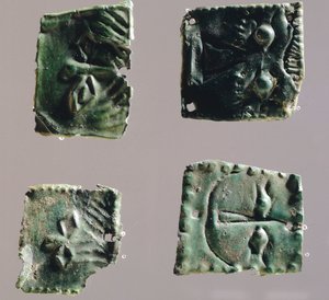 Ex-voto in Bronzeplatte, Augen darstellend. Artefakte aus dem Heiligtum von Reithia Este (Venetien). Etruskische Zivilisation, 5.-4. Jahrhundert v. Chr. von Etruscan