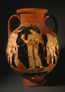 Pelike mit Mädchen, das einen Granatapfel präsentiert (rekonstruiert) von Etruscan