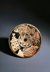 Rotfigurige Keramikschale mit Fischdekoration, aus Cerveteri von Etruscan