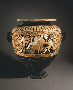 Stamnos (Flüssigkeitsbehälter). Rotfigurige Keramik aus Porano (Umbrien). Etruskische Zivilisation, 4. Jahrhundert v. Chr.