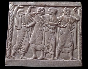 Tanzszene, Flachrelief eines Marmorepitaphs von Etruscan Etruscan