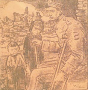 Verstümmelter Soldat mit Kindern von Eugeen van Mieghem