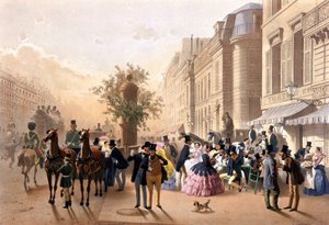 Boulevard des Italiens (vor Tortoni) - Lithographie von Guérard von Eugen von Guerard