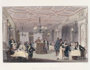 Frankreich, Paris, Innenansicht des Les Trois Freres Provencaux Restaurants mit Dekor aus der Restaurationszeit, aus Winter in Paris, von Eugene Lami