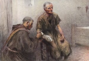Bruder Bentivoglia pflegt einen Aussätzigen