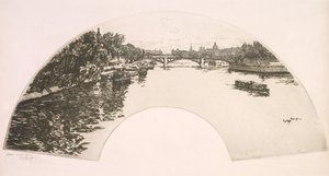 Fächer, Die Seine vom Pont Royal gesehen von Eugene Bejot